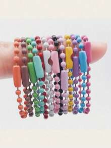 110pcs/Set Multicolor Beads Keychain, Includes Metal Chain And Connectors, DIY Jewelry Making Accessories, Suitable For Decoration And Marking - Multi-color - View 2