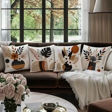 4pcs Abstract Vase & Plant Pattern Throw Pillow Covers, Single-Sided Printed Zipper Closure Cushion Covers, 45*45CM Pillow Covers Suitable For Home Bedroom Living Room Sofa Decoration, Decorative Cushion Covers Holiday Gift, Pillow Insert Not Included - Multicolor - View 5