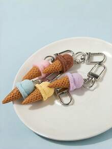 Mixed Color Cute 3D Ice Cream Decorative Pendant Keychain Bridesmaid Gift - Multicolor - View 6
