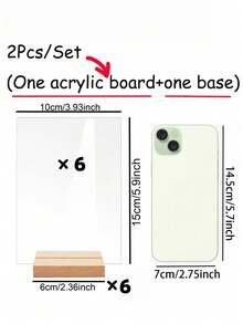 20pcs/Set Transparent PMMA Table Signs With Wooden Base, DIY Wedding, Party, Event Decor - Can Be Used As Party Table Number Signs, Menu Boards, Seat Cards - Wooden Base With Acrylic Plate, Indoor And Outdoor Use, Multi-Functional Decoration - Transparent-rectangular - View 12
