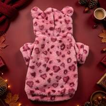 1pc Pet Dog Hoodie, Classic Leopard Print, Non-Stretch Outer Fabric, No Thermal Lining, Recommended To Measure Pet Size And Choose 1-2 Sizes Larger, Suitable For Small/Medium Dogs And Cats, Pet Coat For Cold Weather - Brown - View 12