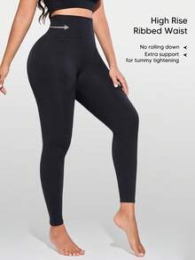 Women's Seamless High Waist Shaping Tights Black - Black - View 4