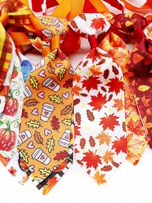 6/16/30/60/100Pcs Autumn Thanksgiving Maple Pumpkin Pet Bow Ties & Neckties, Fabric Flower Elastic Decor For Small & Medium Dogs & Cats, Pet Photoshoot Props For Daily Outfits & Party, Cute Gifts To Make Pets Happy For Pet Birthday & Christmas - Multicolor - View 9