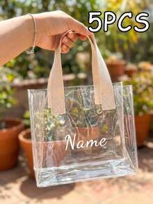 1pc Personalized Thick Transparent PVC Gift Bag (With Handle) - Reusable, Holiday Gift Bag, Plastic Floral Gift Bag, Suitable For Wedding Party, Bridal Shower, Wedding Gifts And Shopping, Suitable For Wedding, Birthday, Engagement - Multicolor - View 22