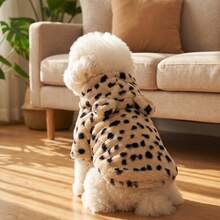 1pc Pet Dog Hoodie, Classic Leopard Print Pattern, Non-Elastic Outer Fabric, No Thermal Lining, Recommend Measuring Pet Size And Choosing 1-2 Sizes Larger, Suitable For Small/Medium Dog And Cat Clothes, Pet Coat For Cold Weather - Multicolor - View 6