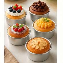 1/4/6 cái/gói Khuôn bánh mini tròn bằng nhôm 4 inch, đáy tháo rời, thiết kế dễ tách bánh, phù hợp cho đám cưới, ngày lễ và nướng bánh tại nhà, khuôn nướng bánh Giáng Sinh và Valentine - Nhiều màu - Xem 4