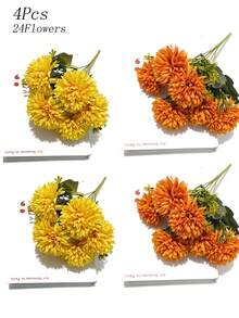 4pcs/24pcs Autumn Artificial Flowers, Perfect For DIY Home Decor Floral Arrangement, Suitable For Outdoor Display, Artificial Floral Arrangement, Rustic Floral Background, Wedding Table Decor And Photography Props - Multicolor - View 17