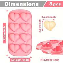 1pc Heart-Shaped Ice Cube Mold, Soft Silicone Material, Heart-Shaped Ice Cube Maker, Can Make 10 Ice Cubes At Once - Pink 8-compartment - View 10
