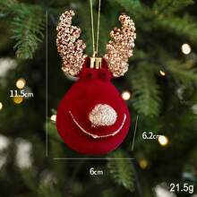 Luxury And Exquisite Red Flocked Christmas Ornament, Christmas Tree Decoration, Snowflake, Reindeer, Bow, Bell Pendant, Christmas Ornament, Christmas Gift. - Multicolor - View 24