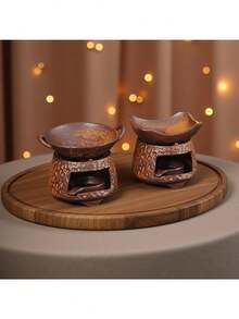 Máy khuếch tán tinh dầu gốm phong cách vintage, bếp rang trà, đèn đốt tinh dầu cho gia đình trong nhà dạng bếp nhỏ, tăng hương cho bột hương và trà (không bao gồm nến) - Nhiều màu - Xem 7
