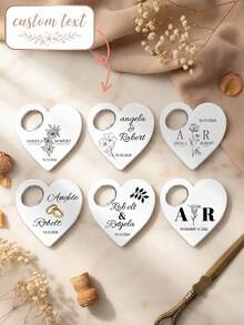 1pc Custom Personalized Text Heart Bottle Opener,Wedding Party Favor, Bottle Opener Gift For Wedding Guests, Custom Bridal Shower Favor For Guests , Save The Date Bottle Opener - Multicolor - View 1