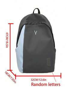 Dedoo Colorblock Zipper Backpack, Letter Embroidery & Label Detail, Large Capacity, Student School Bag, Suitable For University Campus, Back To School Student Backpack - Grey - View 3