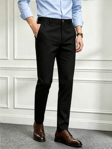 Men's All-Season Business Casual Suit Pants, Classic All-Match Versatile, Suitable For Office, Wedding, Travel - Black - View 2
