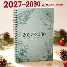 1PC A5 2027-2030 Monthly Planner 4-Year Calendar Notebook, Vintage Rose Botanical Cover Design, Twin-Wire Spiral Binding, 48 Month Pages With Tabs, Thick Paper Weekly Monthly Agenda Organizer For Student Office - A5 - View 1