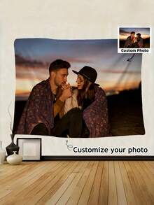 Personalized Photo Tapestry - Customizable Fabric Wall Hanging, Suitable For Birthday, Christmas, Valentine's Day - Unique Home Decor Gift For Friends, Family, Couples - No Electricity Required, Personalized Photo Gift, Heart-Shaped Design, Comfortable Texture - Multicolor - View 1