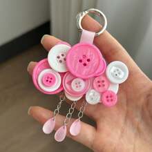Handmade Button Cloud Keychain, Colorful Dopamine Bag Charm With Beaded Tassel, Cute Creative Pendant For Handbag Backpack Accessories - Multicolor - View 13