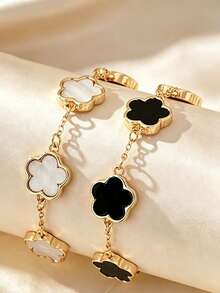 5-Leaf Clover Metal Chain Fashion Versatile Bracelet With Exquisite Design - Multicolor - View 1