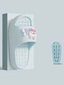夏季新款卡通西高地蛋糕小狗拼貼設計趣味戶外室內通用女款時尚印花居家拖鞋 - 淺藍色 - 查看 10