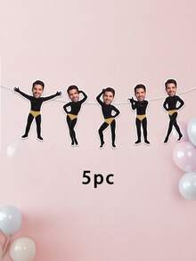 5/10/15pcs Custom Face Male Dancer Banner, Personalized Photo Bunting Banner, Bachelorette Hen Party Funny Photo Prop Decorations - Multicolor - View 8