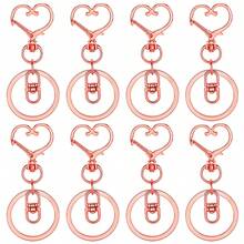 8pcs Heart-Shaped Keychain Rings, Alloy Spring Buckle With 8-Figure Rotating Hook, Suitable For Keychain Making, DIY Crafts, Wallet And Handbag Accessories, Perfect For Gift Making - 8 Heart-shaped Flat Circle - View 10
