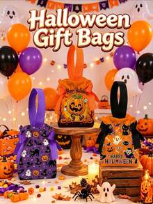 XAXRE Halloween Candy Gift Bags Gift For Her/Him, Reusable Fabric Treat Bags With Drawstring And Handle, Halloweens Party Favors Decorations Supplies - Multicolor - View 1