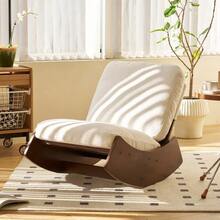 Comfortable Rocking Chair, High-Quality Upholstered Armchair, Solid Wood Frame, Perfect For Various Living Areas, Accent Reading Chair For Bedroom And Living Room - 白色 - 查看 3