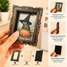 1pc Mini Photo Frame Style Refrigerator Magnet, Fun Pumpkin Ghost Pattern, Great Decorative Prop, Holiday Gift - A - View 12