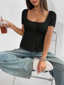 Women Sports Tees & Tanks - 黑色 - 查看 6