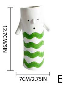 Cute Cartoon Character Resin Flower Vase, Green Wavy Stripes Face Vase With Small Arms, Creative Desktop Ornament, Tabletop Decor For Bedroom Living Room Shelf, Boho Home Decorative Gift - Figurine - View 8