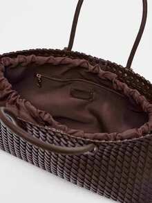 Elegant And Minimalist Style Fashionable Woven Pattern Handbag, Business Style Retro Versatile Practical Texture Handbag, Suitable For Commuting. - Redwood - View 4