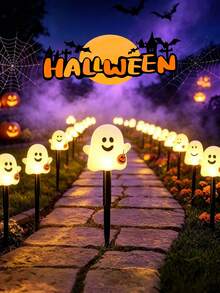 Halloween Ghost Solar Powered Lawn Light, Outdoor Waterproof Cute Ghost Garden Decor Light, Suitable For Halloween Party Outdoor Garden, Yard, Fence, Steps And Patio - Ghost - View 1