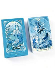 1 Box Moon In The Sea Tarot Cards , 79-Card Divination Set,- Ocean Fantasy,Occult Card Game; Suitable For Holiday Parties; Social Entertainment - Multicolor - View 6