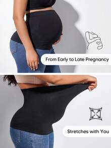 Maternity Shape Shorts High Rise Gentle Tummy Fit Daily Leisure Active - Black - View 4