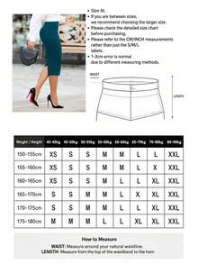 Autumn Commute Gemstone Rose Solid High Waist Pencil Skirt Professional Back To School Elegant Women Slit Knee-Length Bodycon Slim Fit Halloween Christmas - Peacock Blue - View 6