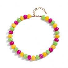 Collar de cuentas de resina multicolor estilo boho para mujer, joyería de verano para playa y vacaciones - Multicolor - Ver 19
