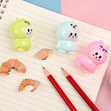 1pc Portable Mini Manual Pencil Sharpener, Cute Cartoon Animal & Fruit Shaped Pencil Sharpener, Office & School Supplies, Student Stationery Gift - Color Style Randomized - View 4
