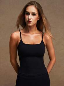 VVX Women Square Neck Yoga Camisole Backless Workout Crop Tank Tops Sexy Solid Color Yoga Cami Sport Outdoor Gym Tops - Black - View 7