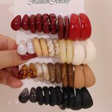 European And American New Fashion Personalized Multi-Color Resin C-Shaped Earrings Set For Women With Double Ear Piercings, Hot - Earring Set - View 1