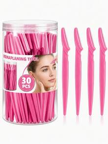 30/20/10/5/1pc Pink Eyebrow Trimmer And Razor Set, Exfoliation And Hair Removal Tool, Body Hair Removal Trimmer And Facial And Set, Long-Handled Blade With Precision Protective Cover, Suitable For Women To Trim Eyebrows When Traveling - Pink - View 1