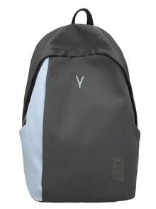Dedoo Colorblock Zipper Backpack, Letter Embroidery & Label Detail, Large Capacity, Student School Bag, Suitable For University Campus, Back To School Student Backpack - Grey - View 6