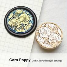 1 con dấu sáp Vintage Floral Window Series, tròn 3cm, chất liệu đồng thau, nhiều mẫu hoa văn, phù hợp cho thiệp mời đám cưới/đồ handmade DIY/dán phong bì/trang trí thiệp lễ hội/sưu tầm (không bao gồm cán cầm/sáp/mực) - Dòng cửa sổ hoa mới - Xem 29