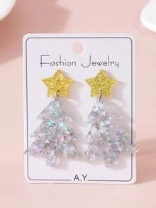 1 par de pendientes colgantes de Halloween, diseño divertido, lindo y juguetón, pendientes para fiesta de Navidad, Acción de Gracias, Halloween y Año Nuevo - Multicolor - Ver 1