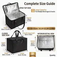Insulated Cooler Bag, Suitable For Drinks And Lunch--Portable Design, Keeps Food And Drinks Fresh And Cold All Day, Non-Food Contact Material, Suitable For Summer Picnic, Camping, Beach - Black - View 2