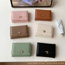 Premium Luxury D-Buckle Trifold Women's Wallet, Compact Multi-Card Slot Coin Purse, Minimalist Solid Color PU Leather Wallet, Ready To Ship - Multicolor - View 7