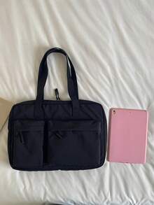 Tas Laptop Komuter 13 Inci Kapasitas Besar dari Nilon, Kain Nilon Ringan, Kompartemen Laptop Internal, Muat Laptop 13 Inci dan Buku/Dokumen. Dua Kantong Resleting Depan untuk Penyimpanan Praktis Ponsel, Tempat Kartu, Barang Kecil, Kompartemen Utama dengan Penutup Resleting Ganda, Penyimpanan Terorganisir, Cocok untuk Perjalanan Harian Pekerja Kantoran, Kelas Mahasiswa, Perjalanan Singkat, Tas Laptop Bahu Tunggal Multifungsi Kasual. - Hitam - View 8