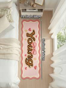 DAJIANG 1pc Leopard Print Bowknot Oval Long Rug, Suitable For Bathroom, Kitchen, Outdoor, Hallway, Bedroom, Living Room, Machine Washable Easy To Clean, Non-Slip Entryway Mat, Bedroom Decor Carpet Accessory - Multicolor - View 13