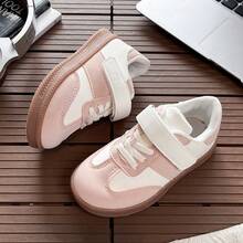 Children's Retro Training Shoes, Girls' Hook & Loop Casual Sneakers, Colorblock Minimalist Sports Shoes - Pink - View 4