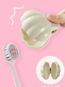 Nordic Style Shell Pattern High-Foot Toothbrush Holder, Shell Toothbrush Cover, Bathroom Sink Toothbrush And Toothpaste Storage Box, Multi-Functional Desktop Makeup Brush Holder And Pen Holder - Multicolor - View 3