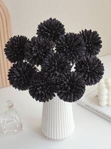 1/4/8/16/24 pièces Boule de chrysanthème artificielle, pissenlit, bouquet mixte d'hortensias, décoration de bouquet de mariée, convient pour la maison, le bureau, le café, la fête, la décoration de mariage, la Saint-Valentin, l'anniversaire, la remise des diplômes, la décoration d'automne - Noir - Voir 5