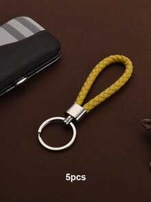 5 Buah Gantungan Kunci Tali Kepang Tangan Kulit PU untuk Mobil, Gantungan Tas Kreatif, Hadiah untuk Pria dan Wanita - Gantungan kunci kulit PU - View 15